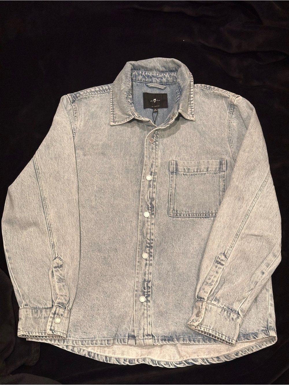 7 For All Mankind Light Wash Denim Jacket - Light Blue